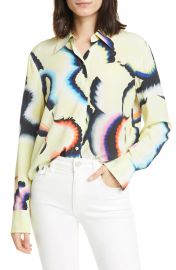 Jayne High/Low Stretch Silk Shirt at Nordstrom